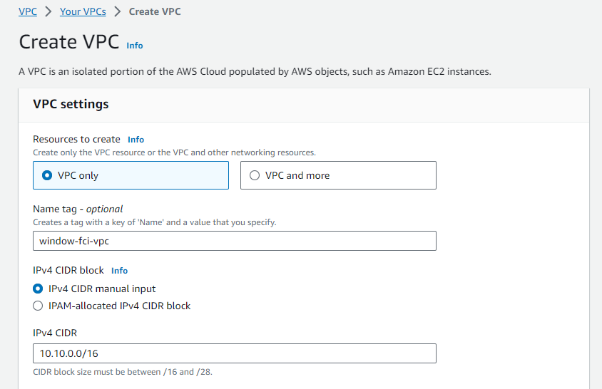 Create VPC